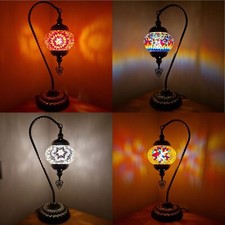 Moroccan Turkish Mosaic Lamp Colourful Glass Handmade Table Desk Light FREE BULB