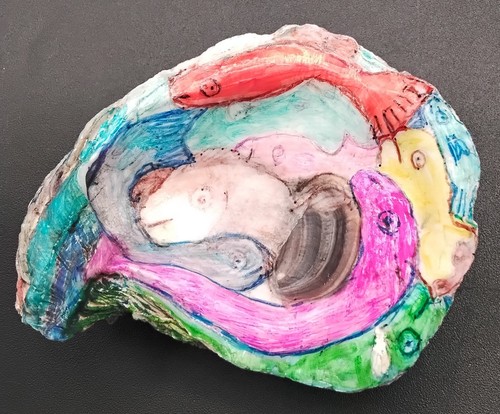 Seashell art work painted - seashell,