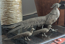 3 Vintage Peacock / Peahen White Metal figurines FREE POST