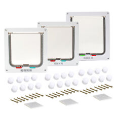 Pet door 4 way locking Small Medium Large Dog Cat Flap Magnetic White Frame