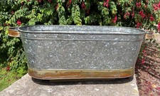 Galvanised Zinc Metal Planters 61cm | Rustic Trough Outdoor Garden Flower L