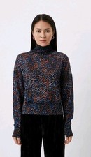 Bimba Y Lola Womens Jumper Size S Metallic Thread Black Red Blue Semi Sheer 