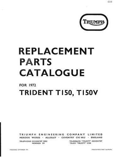 Triumph parts manual book - parts,