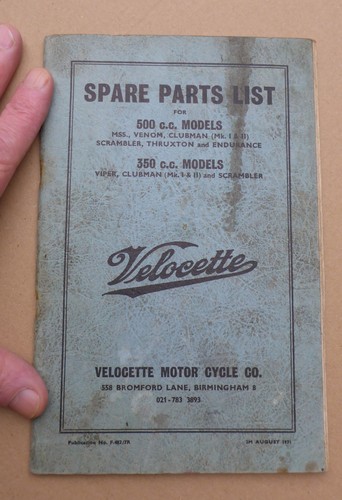 Velocette spare parts list - ,