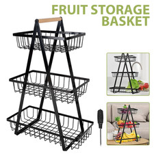 3 Tier Fruit Basket Handle Holder Rack Vegetable Bowl Storage Stand Dining Unit