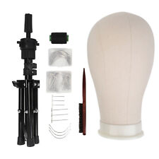 22''-23'' Canvas Block Mannequin &Head Holder Stand &T Pins Brush for Wig Making