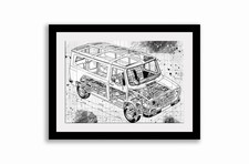 Line Tech Drawing  Leyland Sherpa Van  Classic Cutaway Art Poster Print