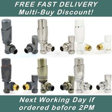 Radiator Valves Modern Thermostatic Angled TRV Pair - Cascade | Hot Flow