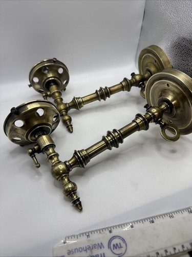 Pair vintage brass wall lights - pair,