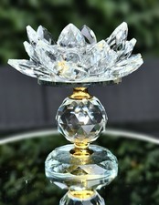 Premium Lead Crystal Lotus Tea Light Candle Holder