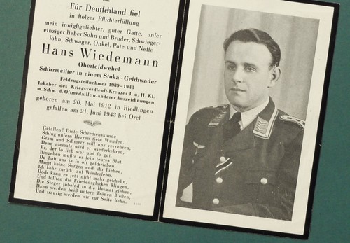 Ww2 german death - card, flight