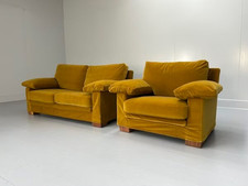 Flexform "Cushion-Arm" 2.5-Seat Sofa & Armchair - In Mustard Gold Velvet
