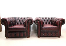 Pair Of Oxblood Leather Chesterfield Club Chairs