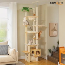 PAWZ Road Floor to Ceiling Cat Tree Wooden Climbing Tower Scratching Post Condo