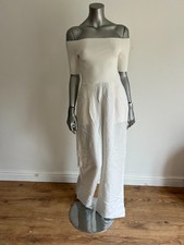 TED BAKER Jumpsuit Womens TB 2 UK 10 Ivory Knit Bodice Off Shoulder Wide Leg NEW