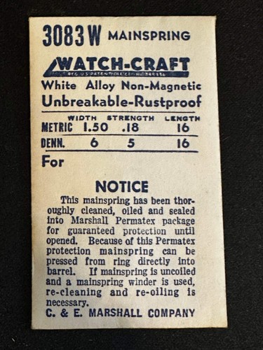 Watch craft mainspring - watch-craft, 3083w