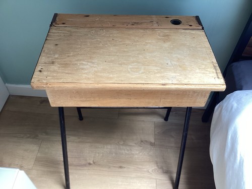 Vintage antique school desk - school,