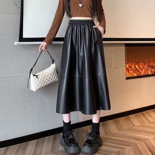 Lady faux leather - lady, skirt