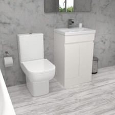 Nes Home Alaska 500mm Gloss White Basin Vanity & Close Coupled Toilet White