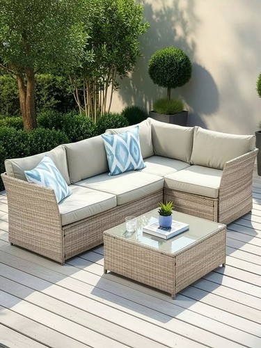 Beige rattan wicker outdoor - beige, rattan/wicker