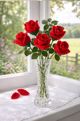 Knitted rose pattern only - knitted,
