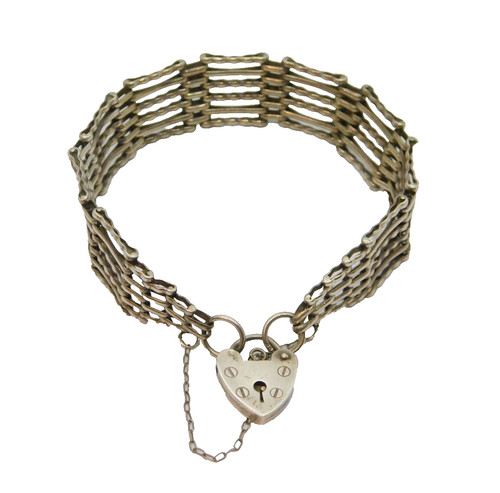 Sterling silver heart padlock - sterling,
