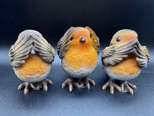 Set of 3 Robin Bird Figurines