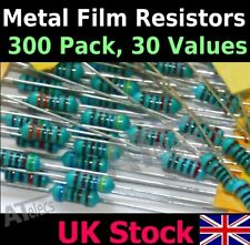 Resistors Metal Film 300 Pack, 10 each 30 values 1/4w 1% Kit/Assortment/Mix -UK 