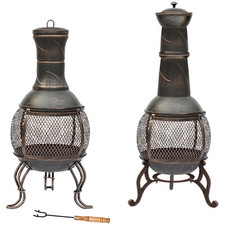 Steel Chiminea Fire Pit Outdoor Garden Patio Heater BBQ New By Home Discount