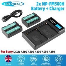 2x NP-FM500H Battery + Dual Charger For Sony Alpha SLT-A57 A65 A300 A99 A58 A200