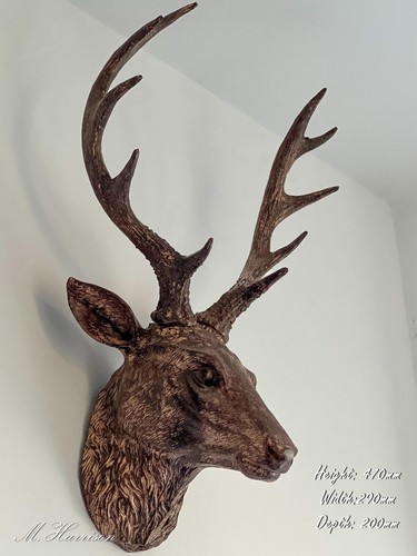 Brown wall mounted stag - brown,