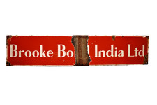 Vintage Brooke Bond India Ltd Porcelain Enamel Tea Advertising Sign Board 24x5"