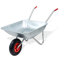 65L Wheelbarrow Heavy Duty Galvanised Home Garden Metal Cart with Pneumatic Tyre