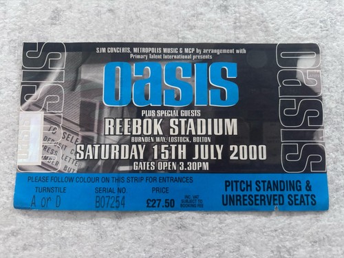 Oasis ticket bolton 2000 - oasis,