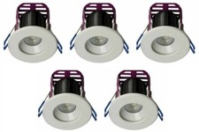 5 x Robus 'Ramada' Dimmable LED Downlights 3000K - 7W (White / Brushed Chrome)