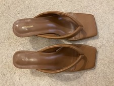 Light brown Open Toe thong kitten heels - Worn. size 7