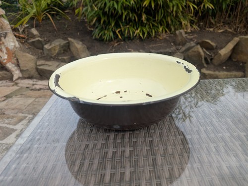 Vintage large enamel brown - vintage,