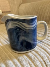 Milk Jug by Hebridean Scotia Pottery Isle of Lewis Blue  Swirl Pattern 