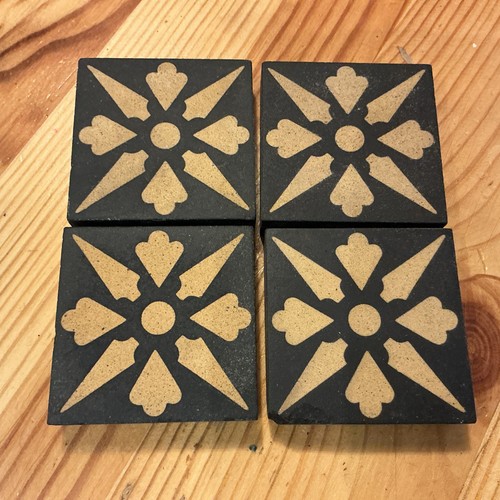Four reclaimed encaustic - ,