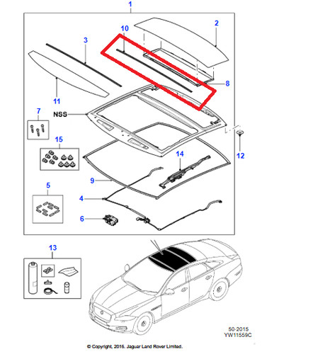 Rear gasket sunroof jaguar - sunroof, xj