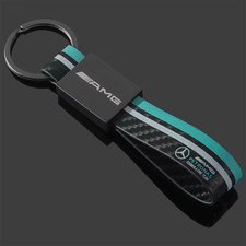 AMG Mercedes Benz Premium Luxury Black Leather Keyring Key Fob Chain Tag Gift