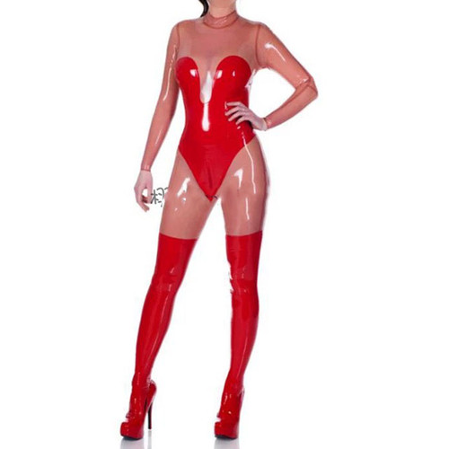 Latex gummi catsuit - latex, red