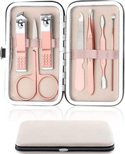 7 Pc Manicure Set Nail Clippers Set Tweezers Cuticle Pusher Nail File Travel Set