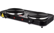 Double Hot Plate Portable Electric Table Top Hob 2500W Thermostat Black Kitchen