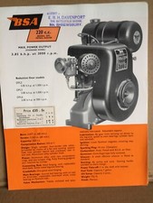BSA VILLERS VINTAGE 1956 STATIONARY ENGINE BROCHURE PU890-10 NEW OLD STOCK