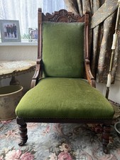 Victorian Oak Upholstered