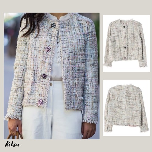 Zara pastel tweed blazer - pastel,