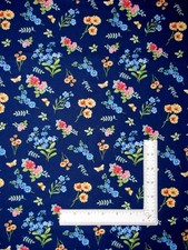 Flowers Floral Toss  Blue Fabric By Yard Enchanted Forest Cotton by Henry Glass