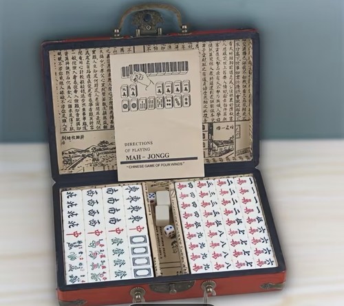 Chinese mahjong set red case - mahjong,