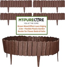 Lawn Edging Border Fence Flexible Wood Effect Plastic - 2.3m (7.5 ft) for Garden